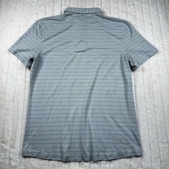 Lululemon Polo Shirt Men L Gray Stripe Evolution Performance Golf Short Sleeve - Picture 2 of 12